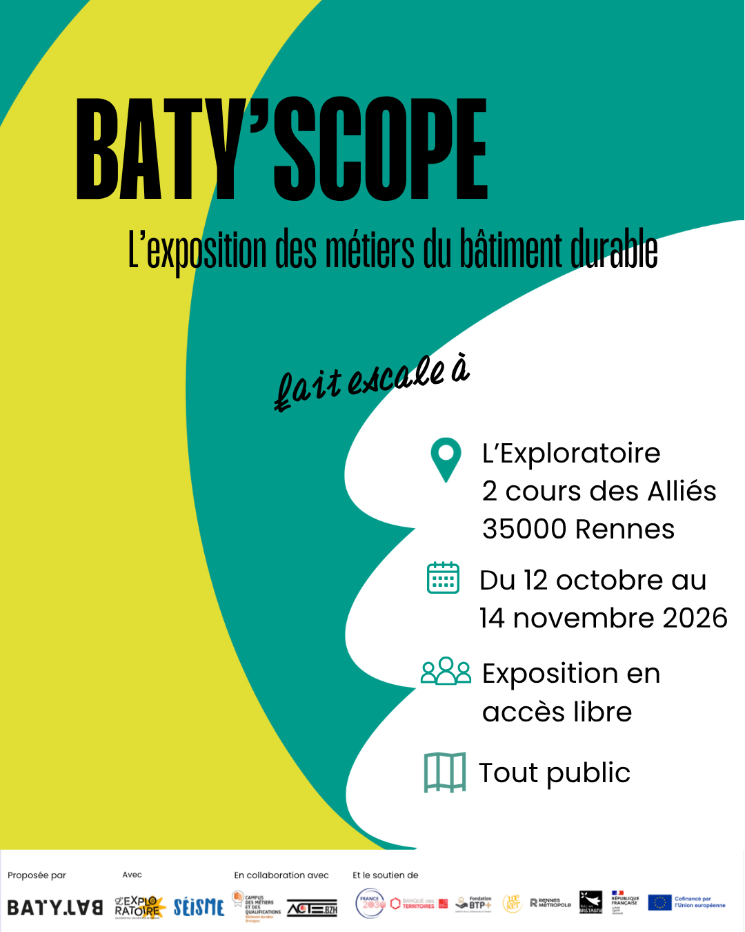 Batyscope, exposition des métiers du Bâtiment Durable, en accès libre du 12 octobre au 14 novembre à l'Exploratoire